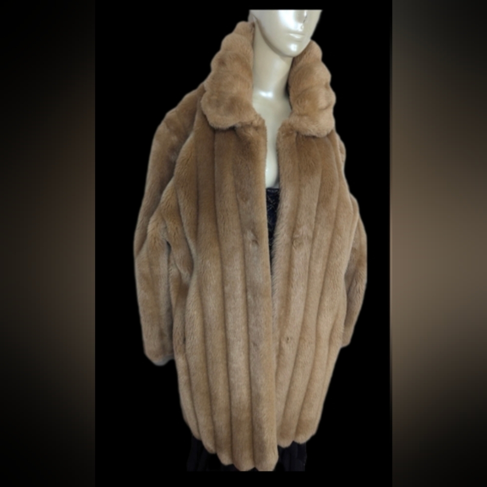 Monterey Fashions Faux Mink Coat Fashionista Old Hollywood Gorgeous Size 16 XL